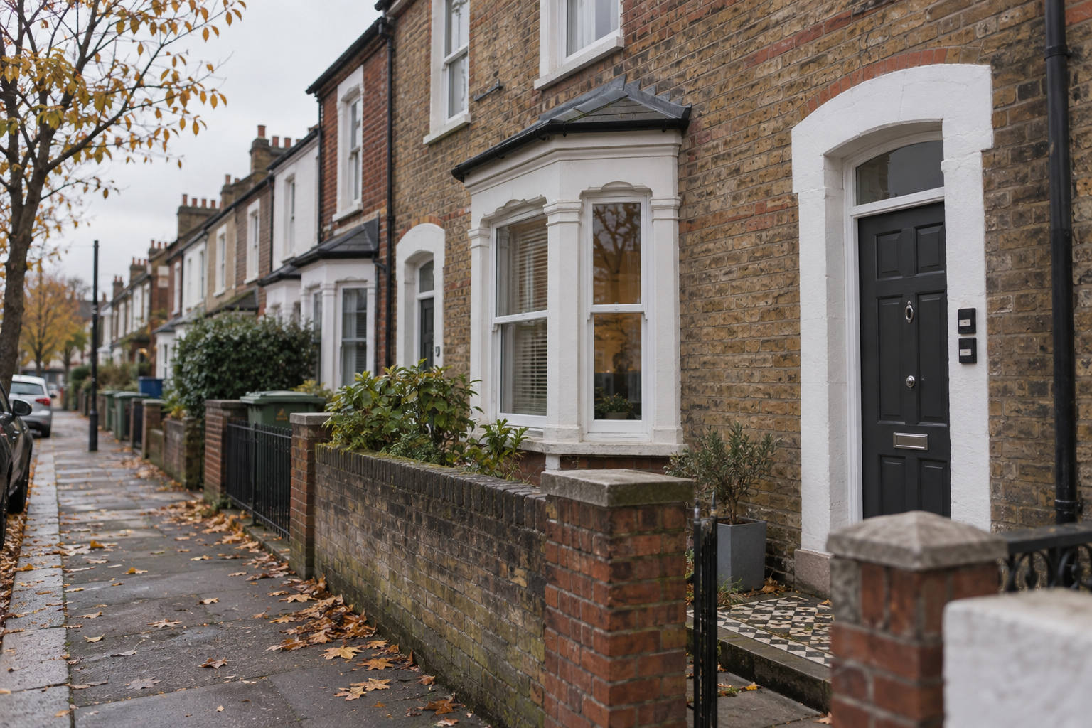 British terraced rental homes illustrating the buy-to-let mortgage arrears figures reported by UK Finance.