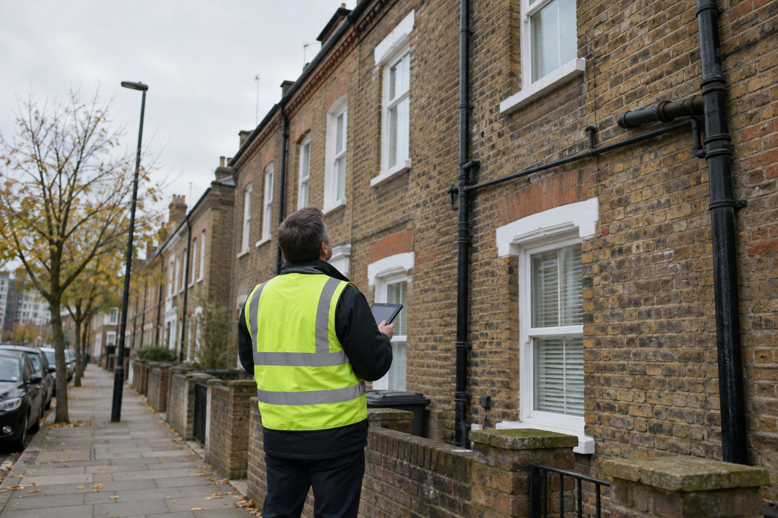 Older brick flats in Tower Hamlets illustrating the EPC band C upgrade challenge for rented homes.