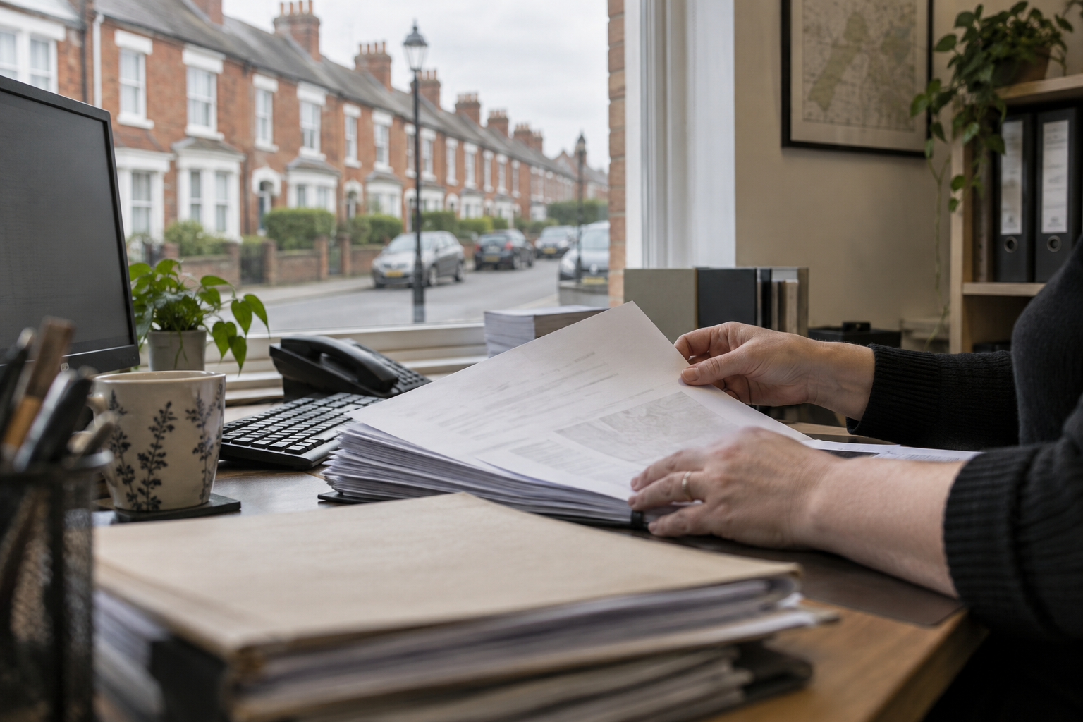 Conveyancer checking a property registration file for errors that could lead to HM Land Registry requisitions.