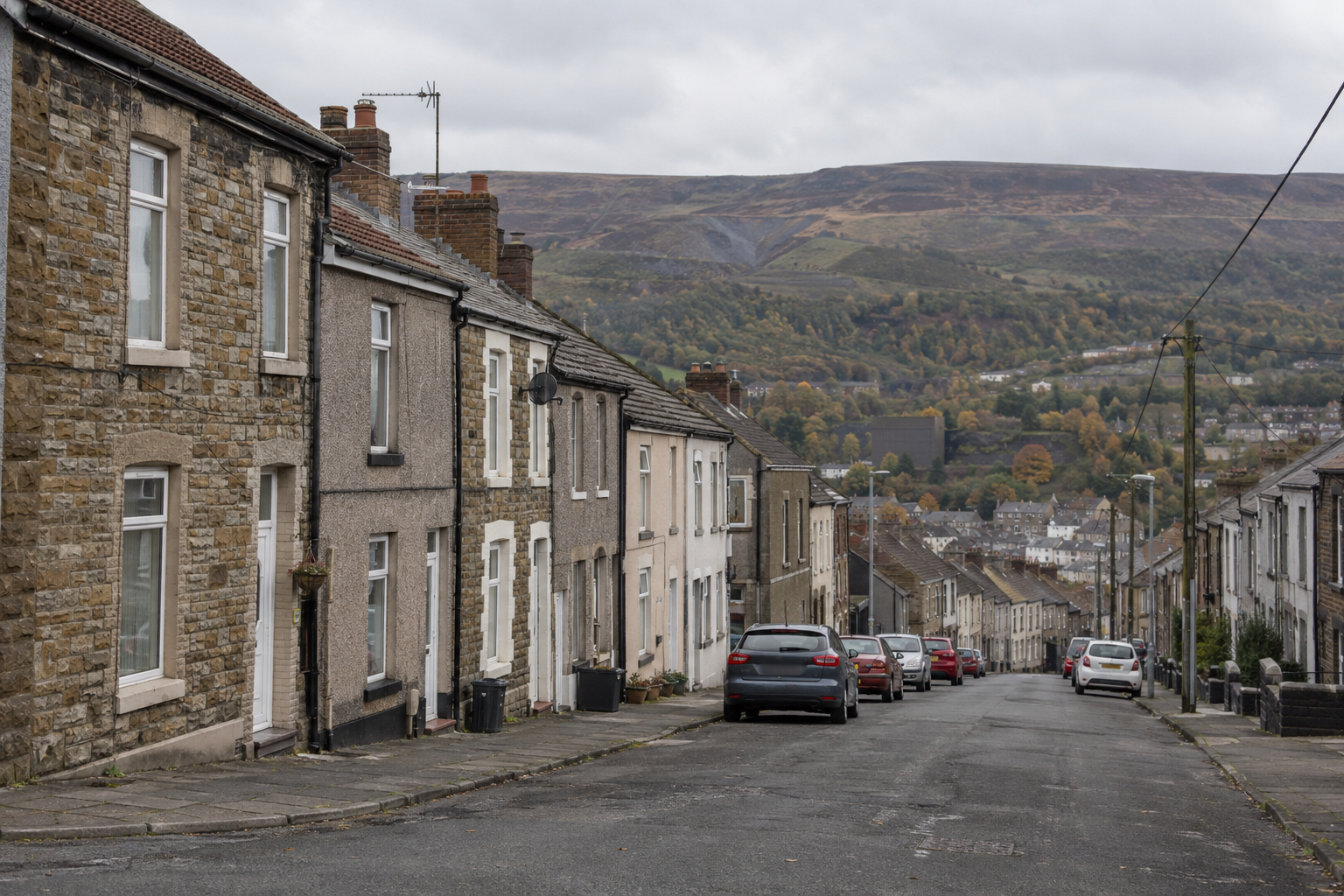 Terraced homes in Blaenau Gwent, where Citizens Advice reports widespread housing benefit shortfalls.