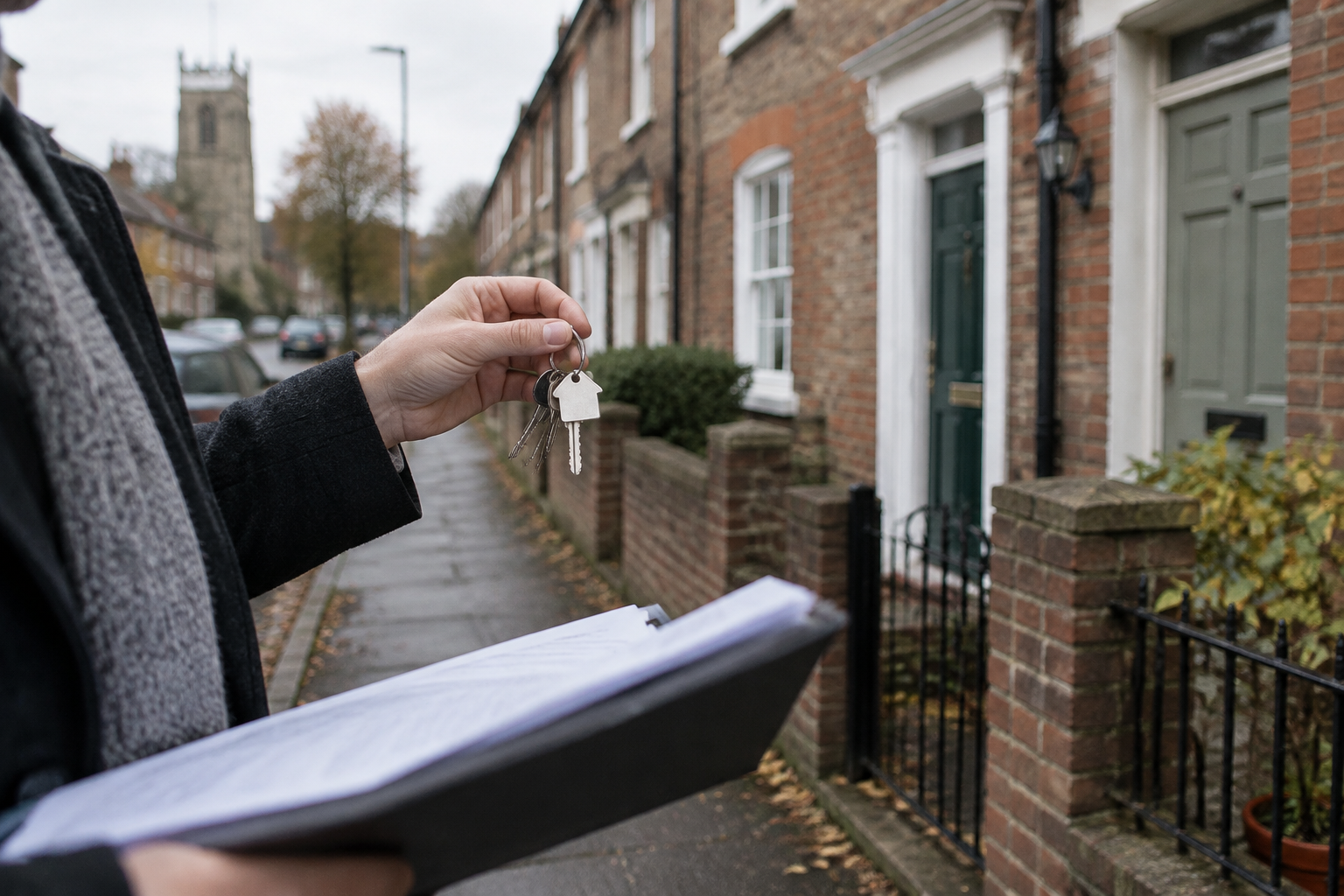 Keys and rental paperwork outside Swaffham terraced homes, illustrating the Norfolk letting agent fraud case.