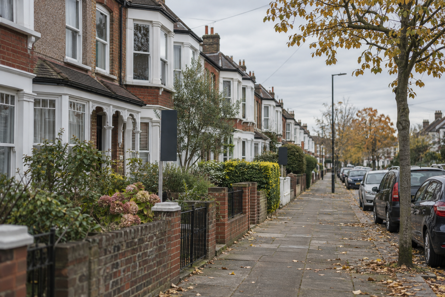 London terraced homes illustrating the Rightmove house price forecast and increased choice for buyers.