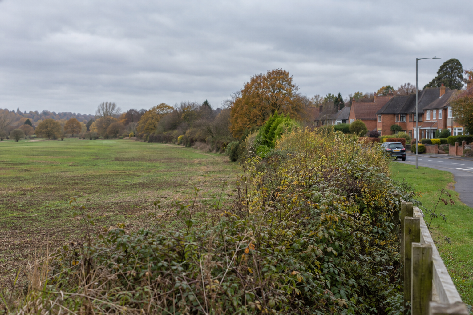 Land west of Allenby Road beside existing homes, illustrating the Southwell housing plans site.